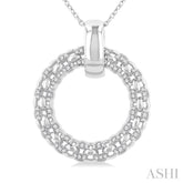 1/3 ctw Bold Triple Link Weave Circle Round Cut Diamond Fashion Pendant With Chain in 14K White Gold